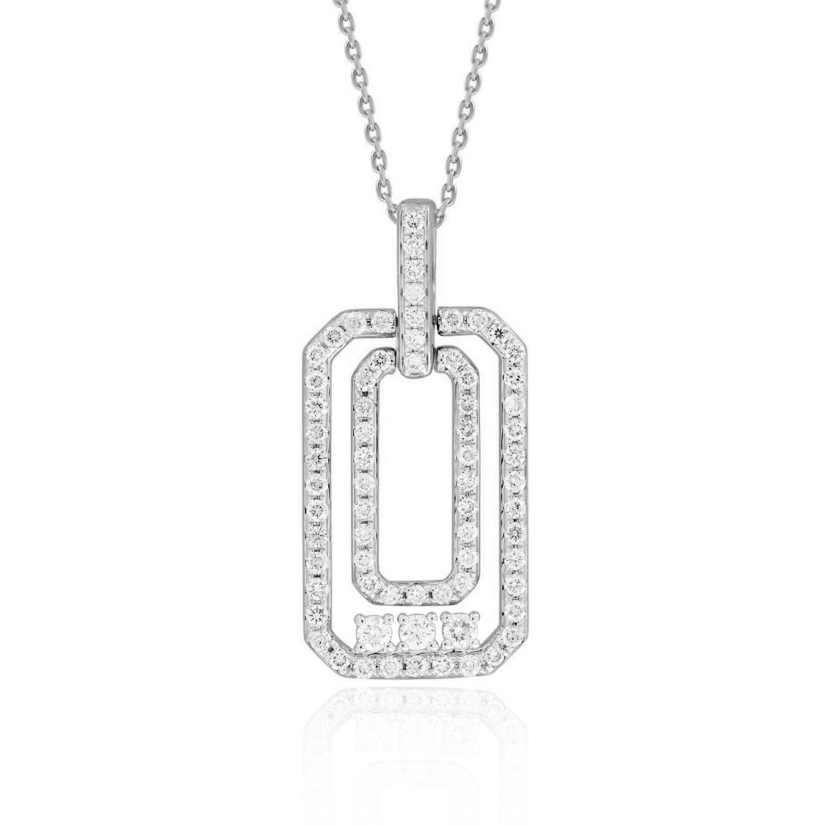 18K WHITE GOLD 1/2CT ROUND DIAMOND LADIES PENDANT WITH CHAIN  