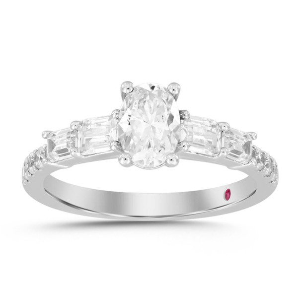 14K WHITE GOLD 2CT ROUND/EMERALD/OVAL DIAMOND LADI...