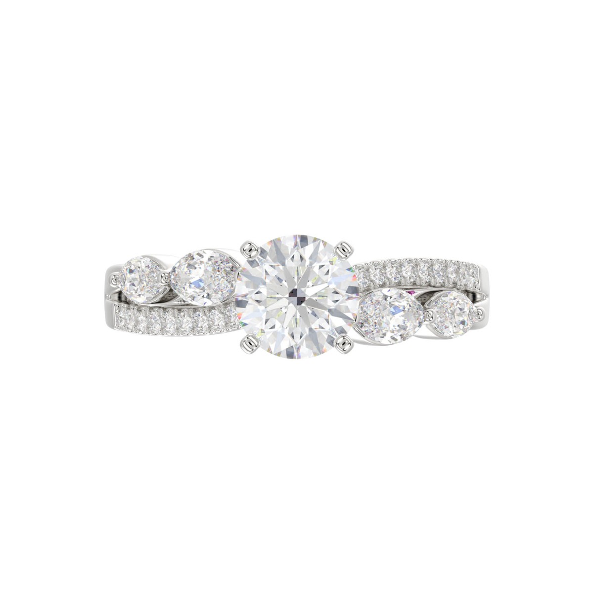 18K WHITE GOLD 1 3/4CT ROUND/MARQUISE DIAMOND LADIES SEMI MOUNT RING(CENTER STONE MOUNT ROUND DIAMOND 1CT)