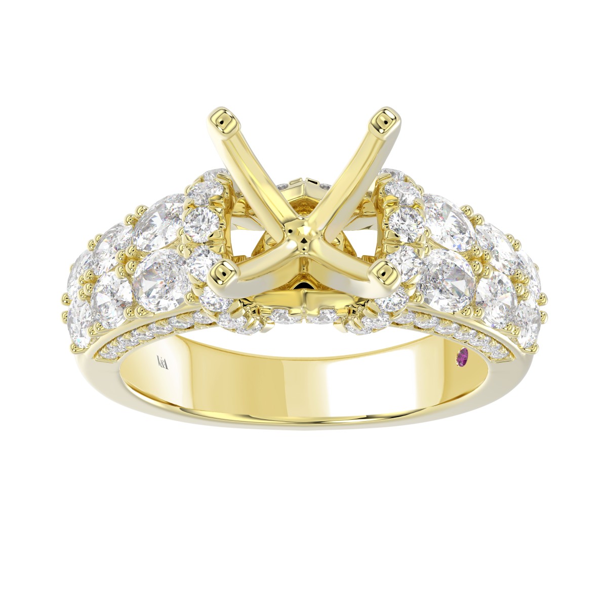 18K YELLOW GOLD 6.00CT ROUND/OVAL DIAMOND SEMI MOUNT LADIES RING (CENTER STONE ROUND DIAMOND 4.00CT)