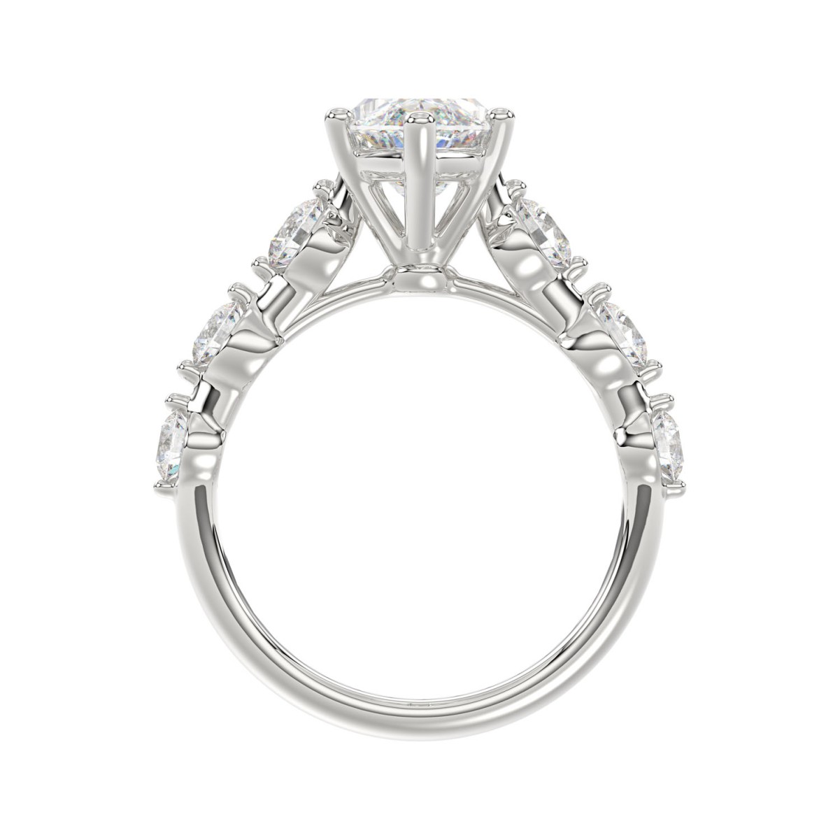 18K WHITE GOLD 2 3/4CT ROUND/MARQUISE DIAMOND LADIES SEMI MOUNT RING(CENTER STONE MOUNT MARQUISE DIAMOND 2CT)