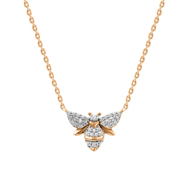 18K ROSE GOLD 1/6CT ROUND DIAMOND LADIES NECKLACE ...