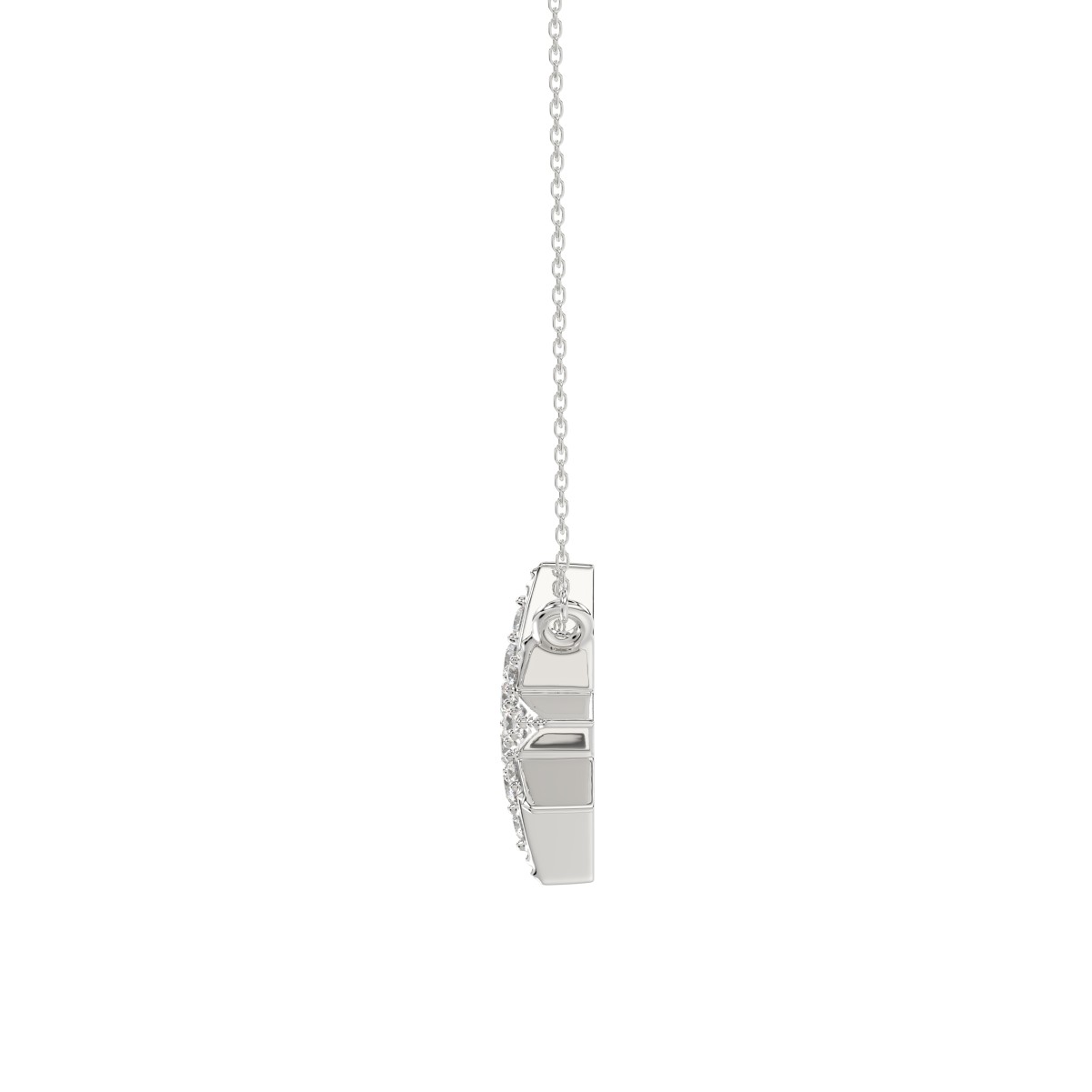10K WHITE GOLD 1/10CT ROUND/PINK SAPPHIRE DIAMOND LADIES NECKLACE 