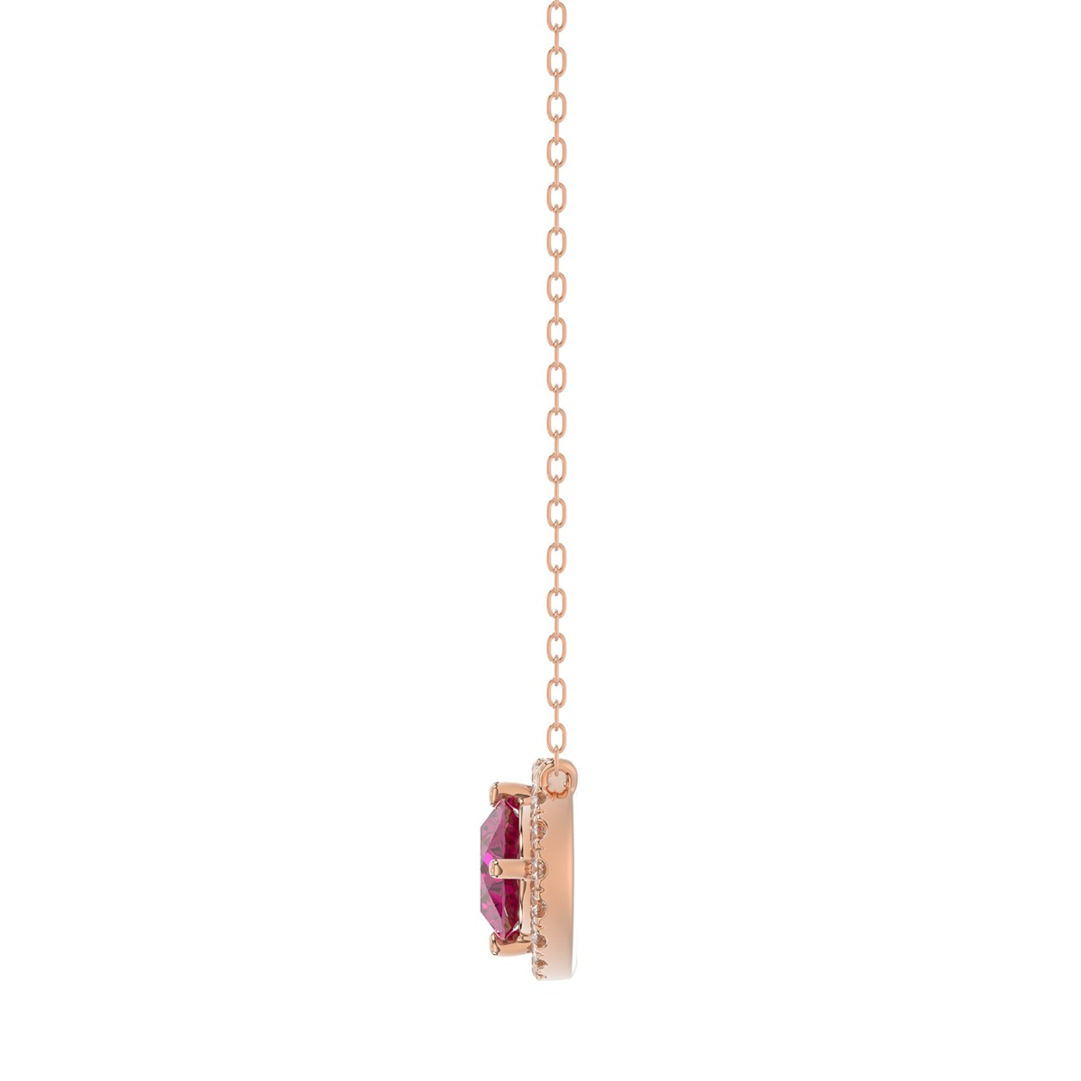 18K ROSE GOLD 1 1/6CT ROUND/OVAL DIAMOND LADIES NECKLACE(COLOR STONE OVAL RUBY DIAMOND 1CT) 18K ROSE GOLD 1 1/6CT ROUND/OVAL DIAMOND LADIES NECKLACE(COLOR STONE OVAL RUBY DIAMOND 1CT)