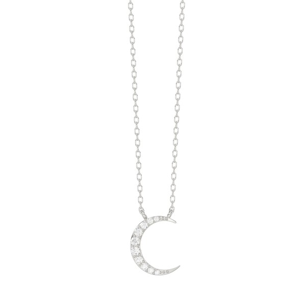 18K WHITE GOLD 1/10CT ROUND DIAMOND LADIES NECKLAC...