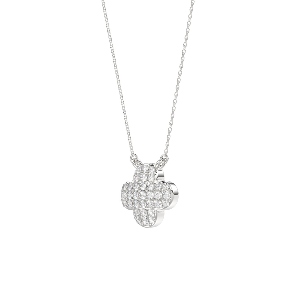 10K WHITE GOLD 1/6CT ROUND DIAMOND LADIES NECKLACE 