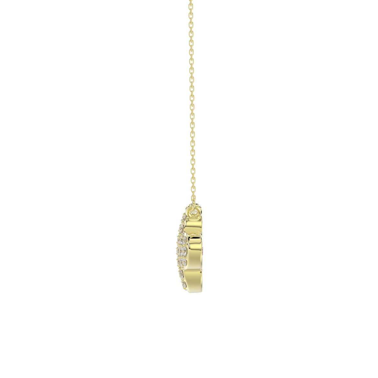 10K YELLOW GOLD 1/6CT ROUND/PINK SAPPHIRE DIAMOND LADIES NECKLACE 