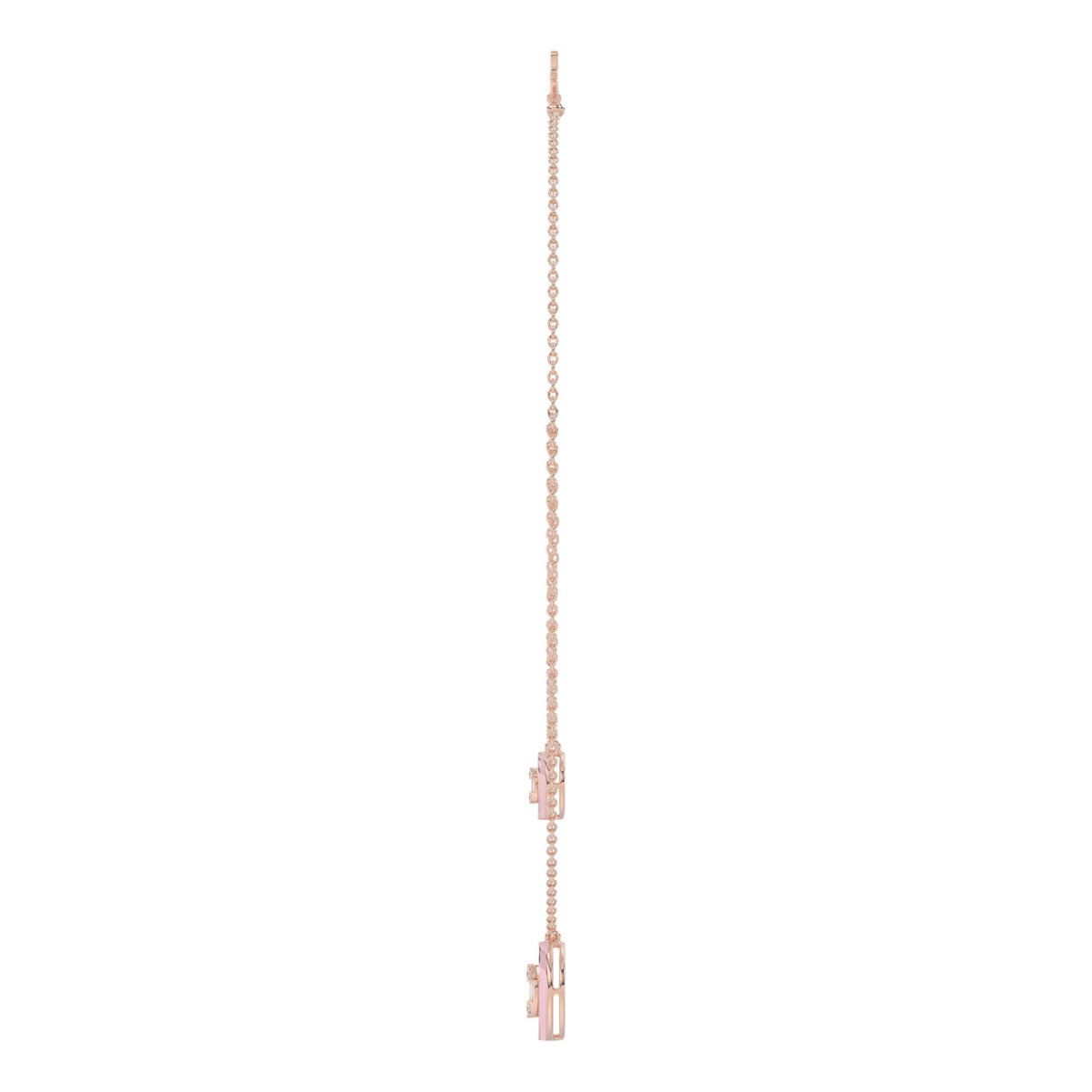 18K ROSE GOLD 1/6CT ROUND/BAGUETTE DIAMOND LADIES NECKLACE (AURORA PINK ENAMEL)