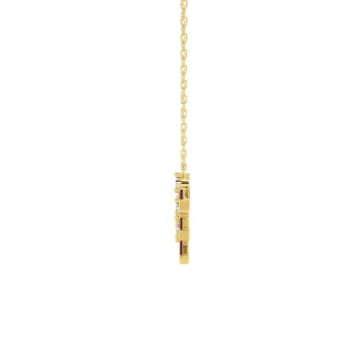14K YELLOW GOLD 1/2CT ROUND/BAGUETTE/PINK SAPPHIRE DIAMOND LADIES NECKLACE (RUBY DIAMOND 3/8CT) 14K YELLOW GOLD 1/2CT ROUND/BAGUETTE/PINK SAPPHIRE DIAMOND LADIES NECKLACE (RUBY DIAMOND 3/8CT)