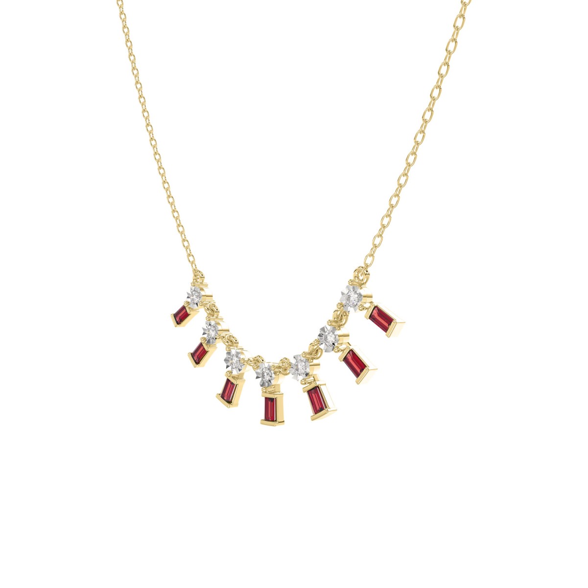 14K YELLOW GOLD 1/2CT ROUND/BAGUETTE/PINK SAPPHIRE DIAMOND LADIES NECKLACE (RUBY DIAMOND 3/8CT) 14K YELLOW GOLD 1/2CT ROUND/BAGUETTE/PINK SAPPHIRE DIAMOND LADIES NECKLACE (RUBY DIAMOND 3/8CT)