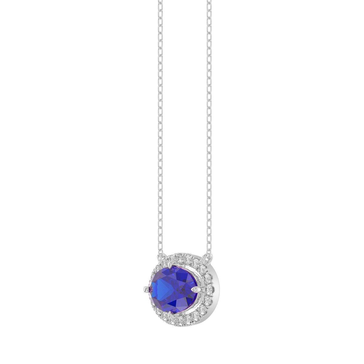14K WHITE GOLD 1 1/6CT ROUND/OVAL DIAMOND LADIES NECKLACE (CENTER STONE OVAL DIAMOND 1CT)