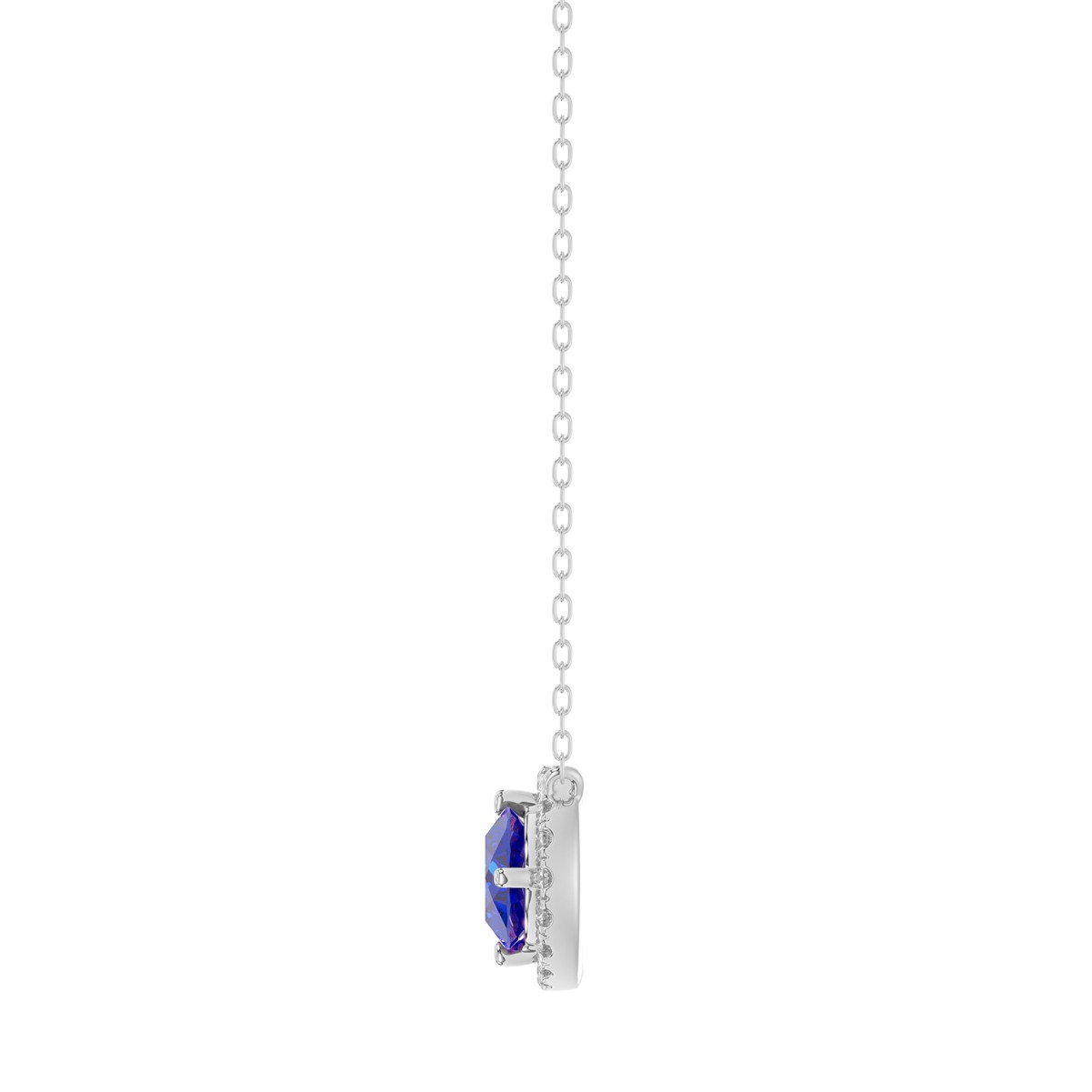 14K WHITE GOLD 1 1/6CT ROUND/OVAL DIAMOND LADIES NECKLACE (CENTER STONE OVAL DIAMOND 1CT)