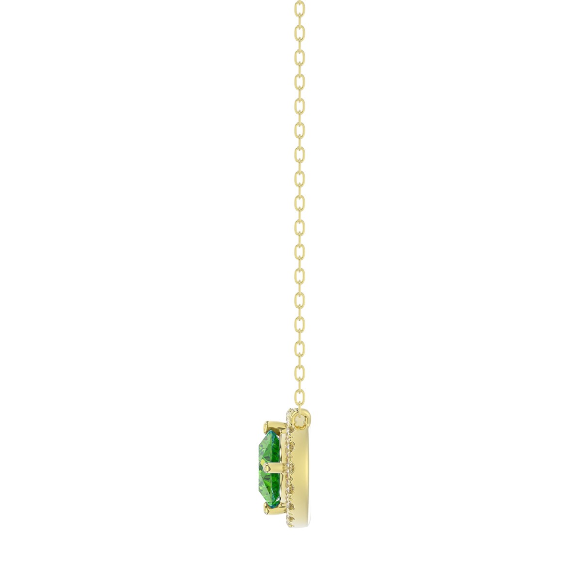 14K YELLOW GOLD 7/8CT ROUND/OVAL/PINK SAPPHIRE DIAMOND LADIES NECKLACE (CENTER STONE OVAL EMERALD DIAMOND 3/4CT)
