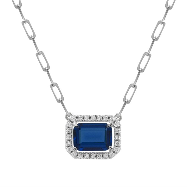 14K WHITE GOLD 1 1/5CT ROUND DIAMOND/EMERALD BLUE ...