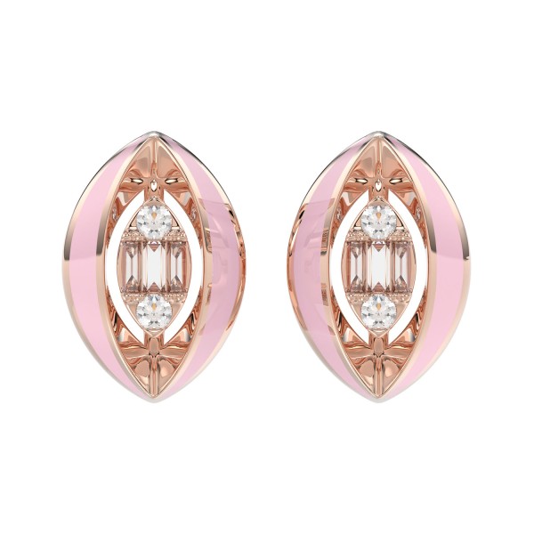 18K ROSE GOLD 1/10CT ROUND/BAGUETTE DIAMOND LADIES...