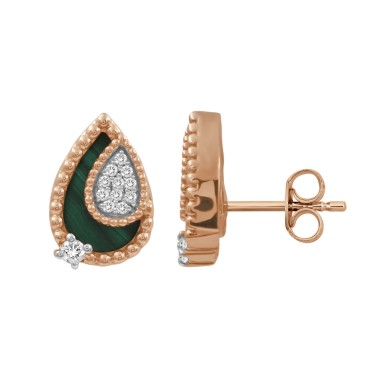 18K ROSE GOLD 1/10CT ROUND DIAMOND LADIES EARRINGS 