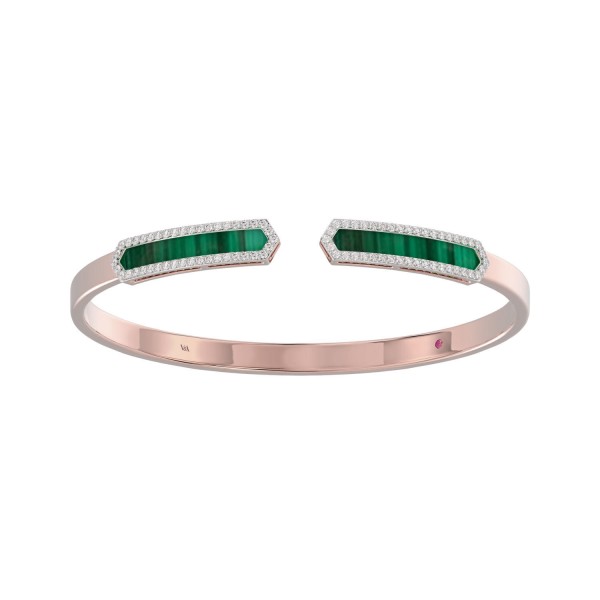 18K ROSE GOLD 1/2CT ROUND DIAMOND LADIES BANGLE ...