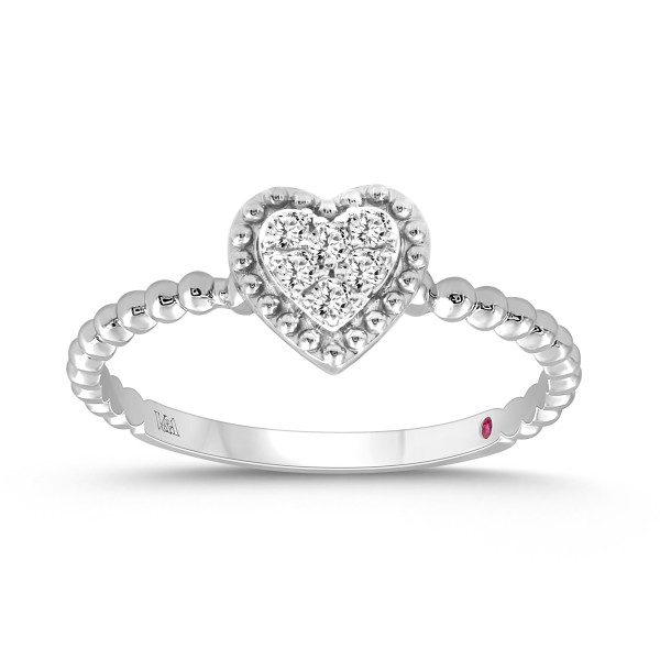 10K WHITE GOLD 1/10CT ROUND DIAMOND PINK SAPPHIRE ...