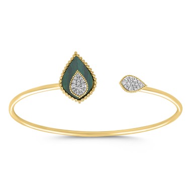 18K YELLOW GOLD 1/4CT ROUND DIAMOND LADIES BANGLE 