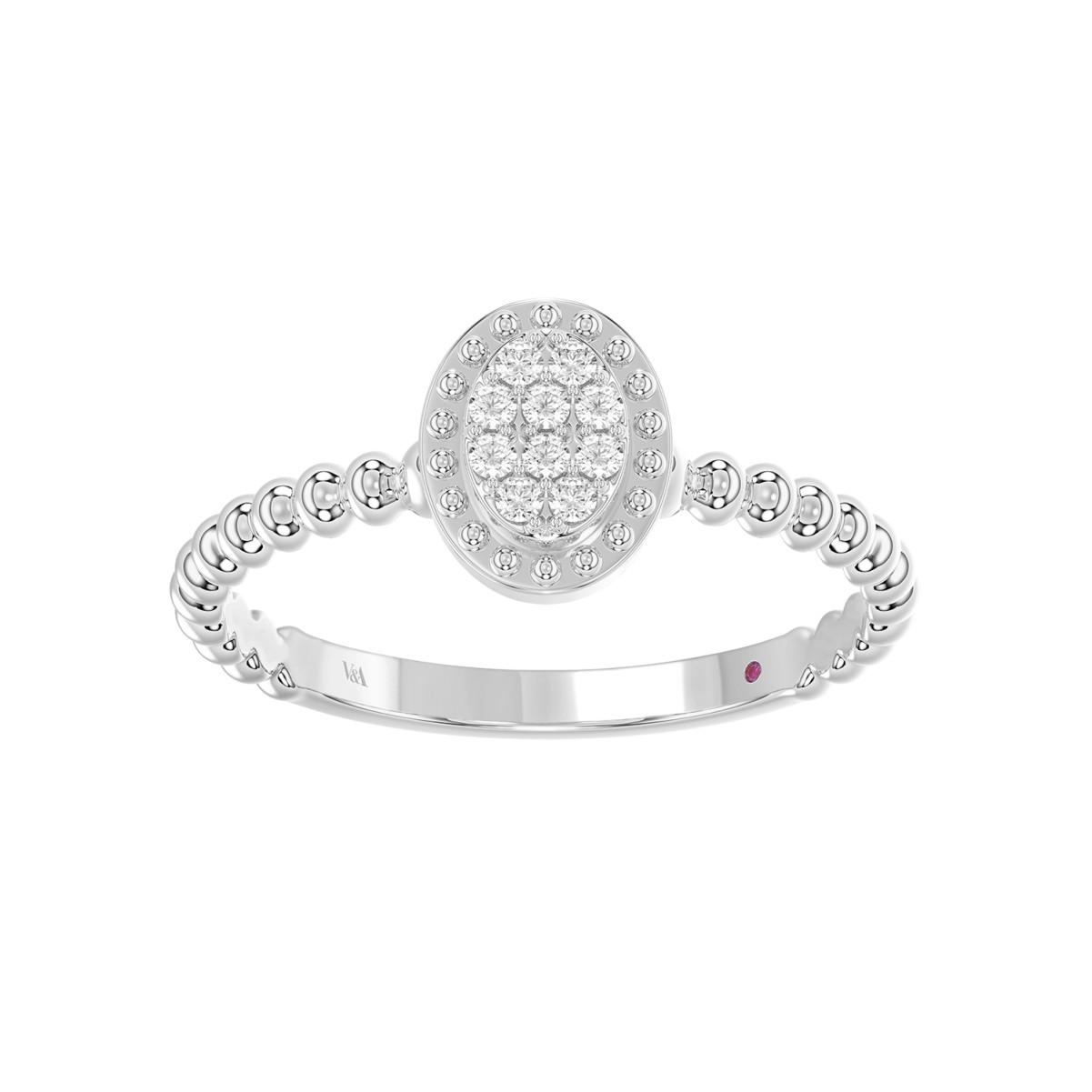 10K WHITE GOLD 1/10CT ROUND/PINK SAPPHIRE DIAMOND LADIES RING 