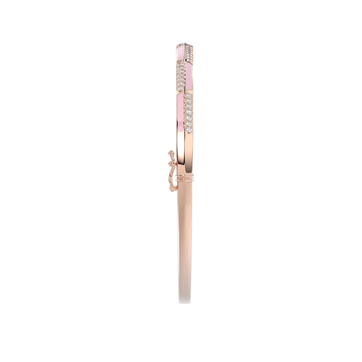 18K ROSE GOLD 1/2CT ROUND DIAMOND LADIES BANGLE (AURORA PINK ENAMEL) 18K ROSE GOLD 1/2CT ROUND DIAMOND LADIES BANGLE (AURORA PINK ENAMEL)
