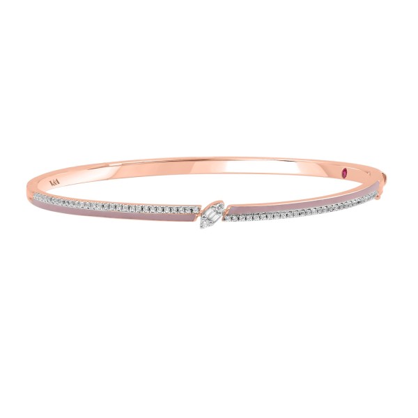 18K ROSE GOLD 1/3CT ROUND/BAGUETTE DIAMOND LADIES ...