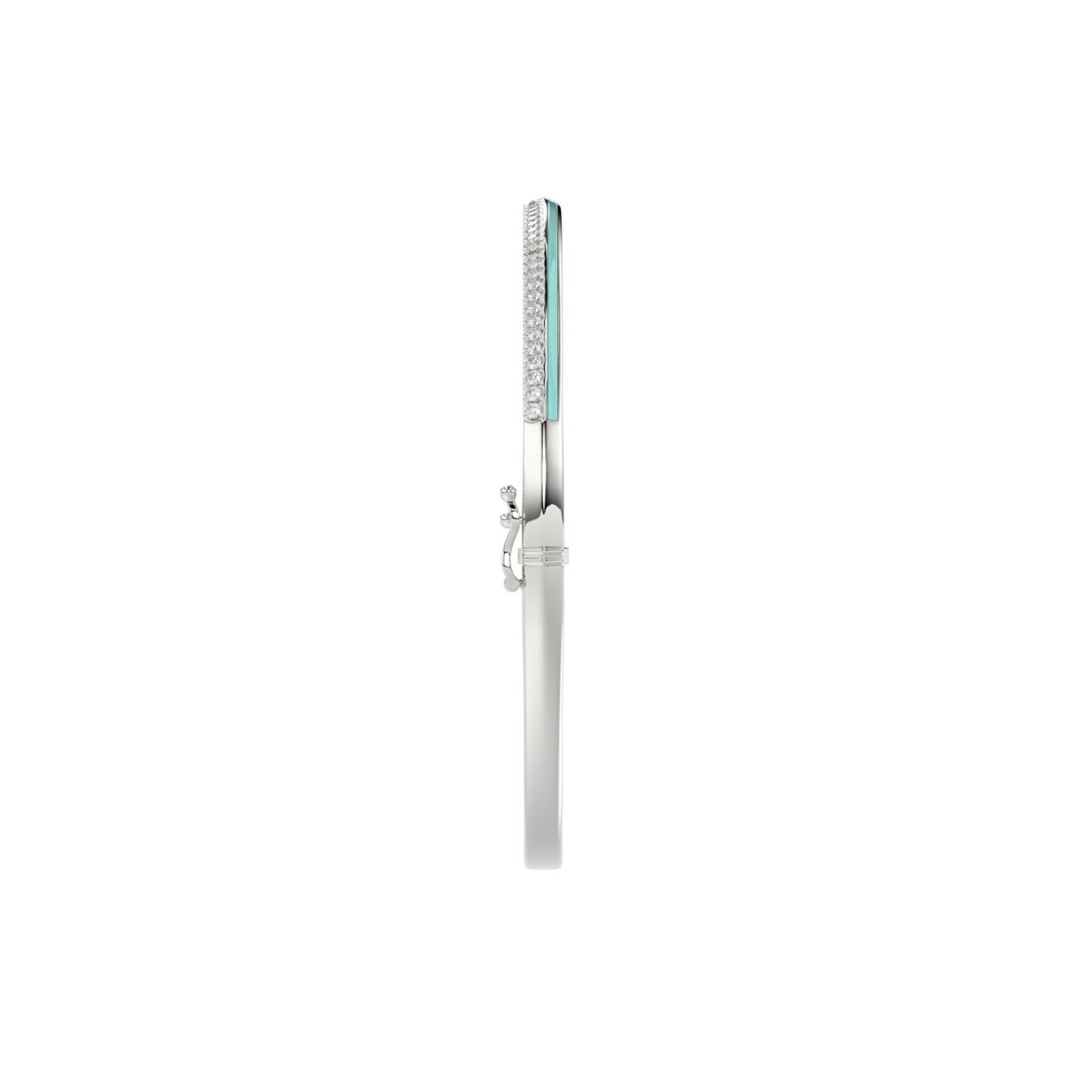 18K WHITE GOLD 1/2CT ROUND DIAMOND LADIES BANGLE (CELESTE BLUE ENAMEL)