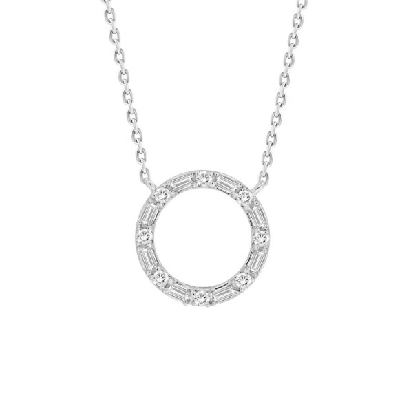 10K WHITE GOLD 1/5CT ROUND/BAGUETTE DIAMOND LADIES...
