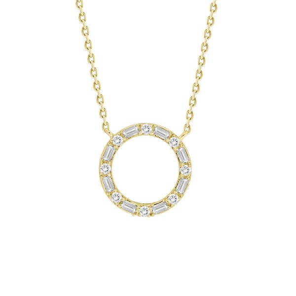 10K YELLOW GOLD 1/5CT ROUND/BAGUETTE DIAMOND LADIE...