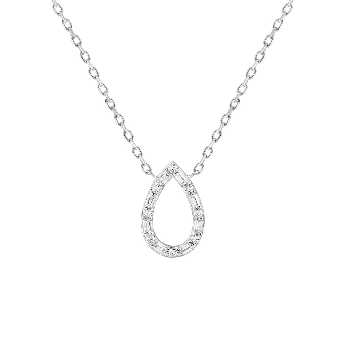 10K WHITE GOLD 1/6CT ROUND/BAGUETTE DIAMOND LADIES PENDANT 10K WHITE GOLD 1/6CT ROUND/BAGUETTE DIAMOND LADIES PENDANT