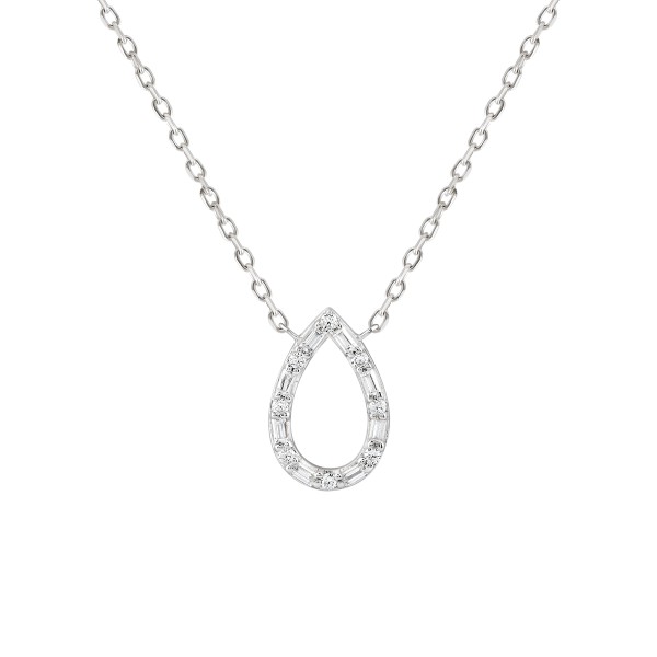 10K WHITE GOLD 1/6CT ROUND/BAGUETTE DIAMOND LADIES...