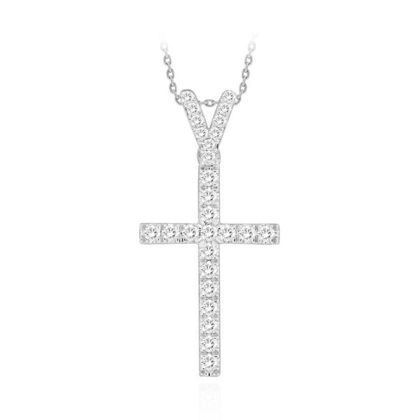 14K WHITE GOLD 1/4CT ROUND DIAMOND LADIES PENDANT ...
