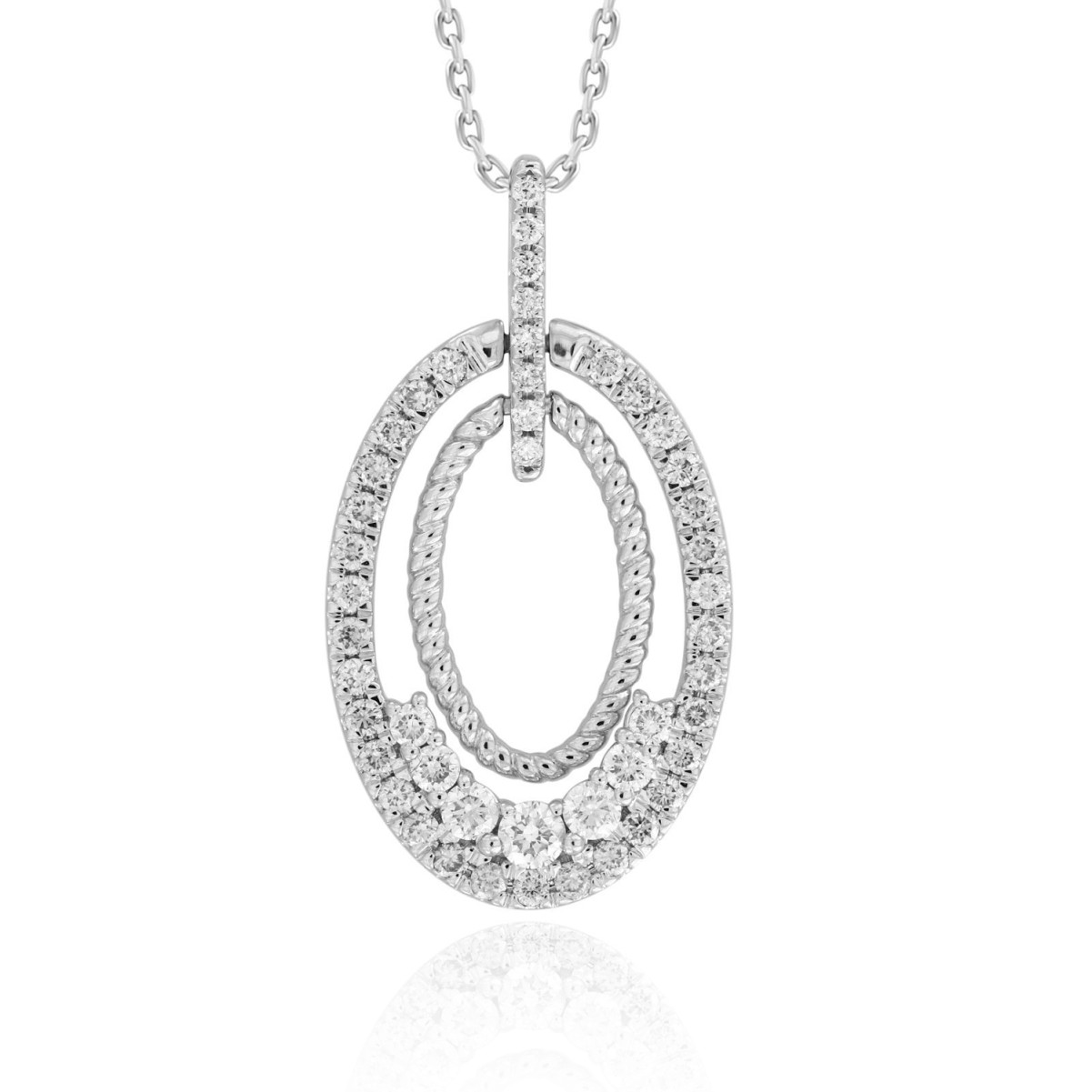 14K WHITE GOLD 1/2CT ROUND DIAMOND LADIES PENDANT WITH CHAIN 14K WHITE GOLD 1/2CT ROUND DIAMOND LADIES PENDANT WITH CHAIN