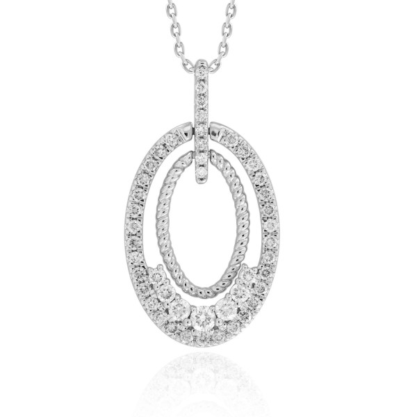 14K WHITE GOLD 1/2CT ROUND DIAMOND LADIES PENDANT ...