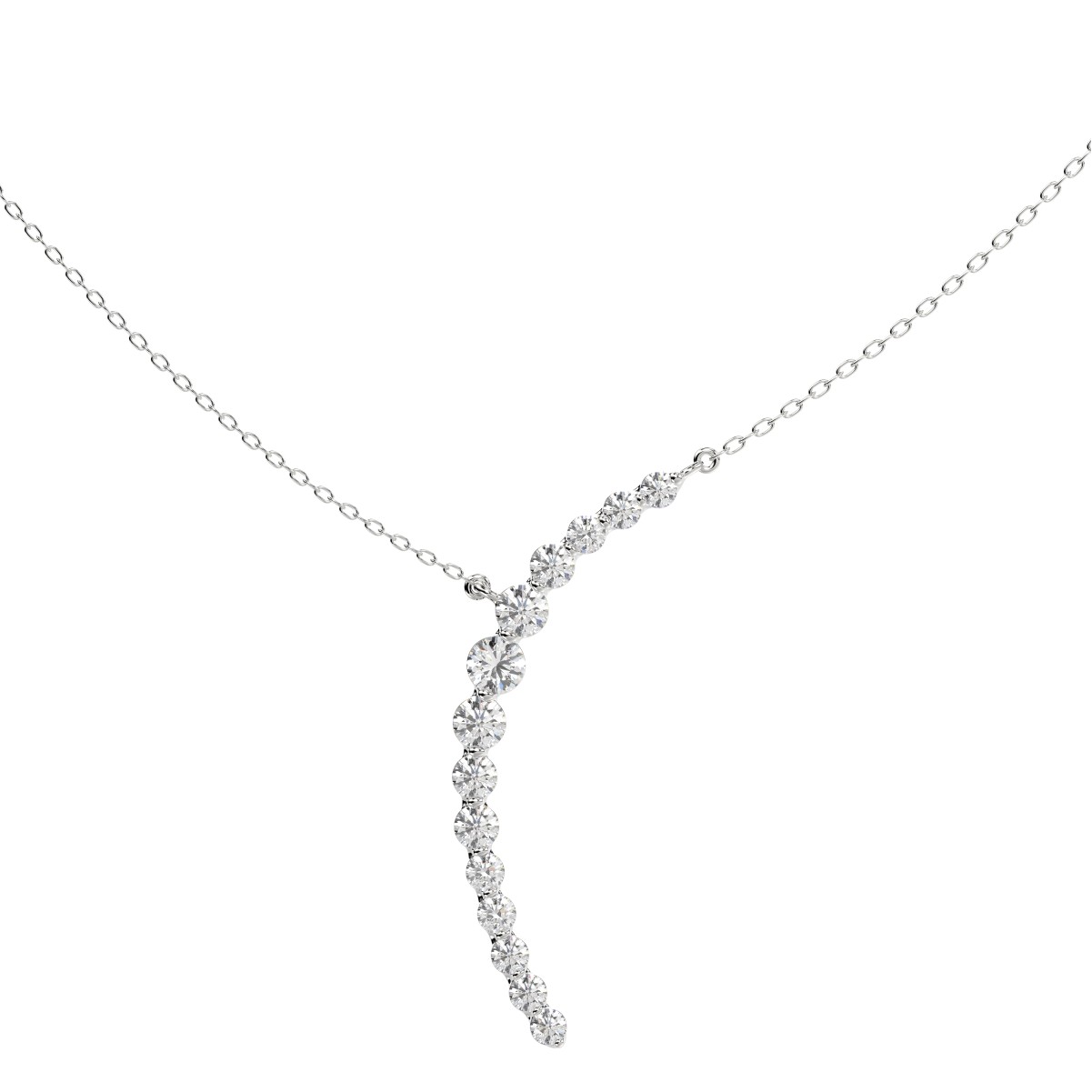 18K WHITE GOLD 1CT ROUND DIAMOND LADIES PENDANT WITH CHAIN  