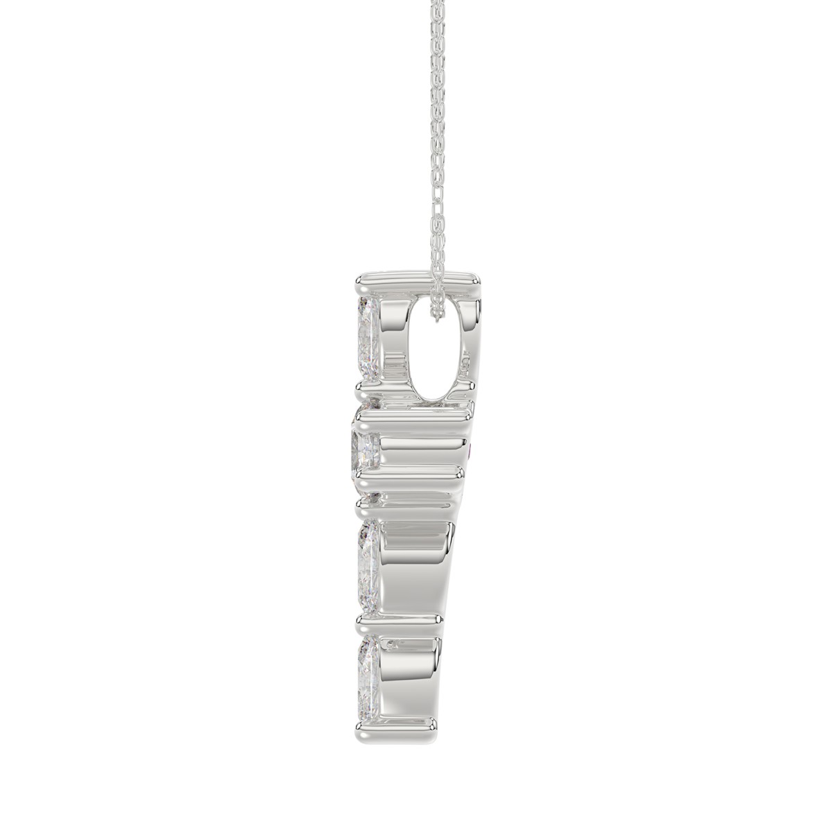 18K WHITE GOLD 1CT ROUND/OVAL DIAMOND LADIES PENDANT WITH CHAIN  