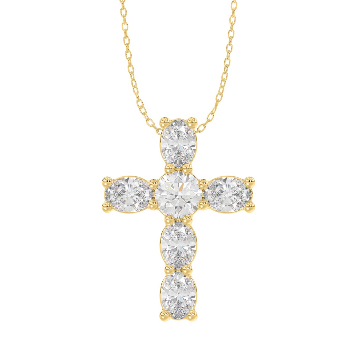 18K YELLOW GOLD 1CT ROUND/OVAL DIAMOND LADIES PENDANT WITH CHAIN  