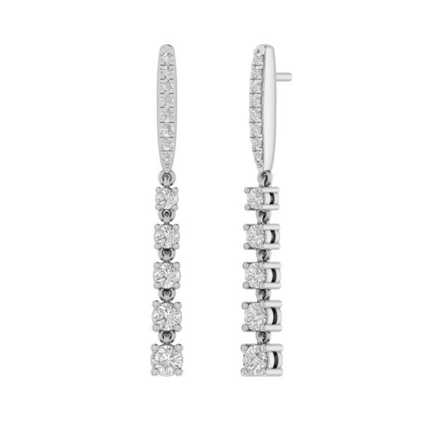 14K WHITE GOLD 1/2CT ROUND DIAMOND LADIES EARRINGS...