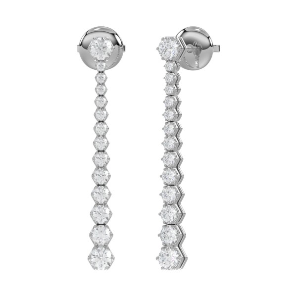 14K WHITE GOLD 3/4CT ROUND DIAMOND LADIES EARRINGS...