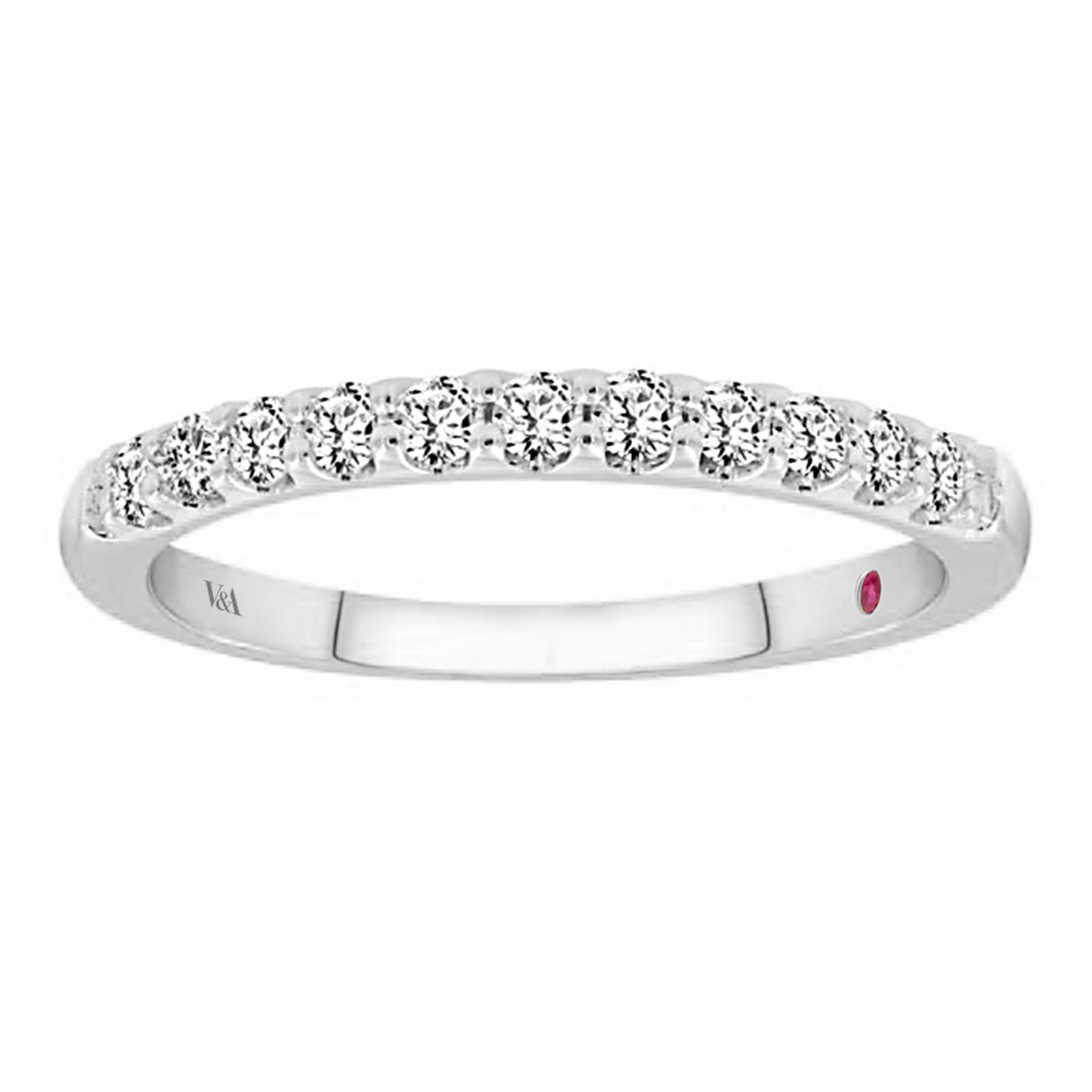 14K WHITE GOLD 1CT ROUND/PINK SAPPHIRE DIAMOND LADIES BAND 