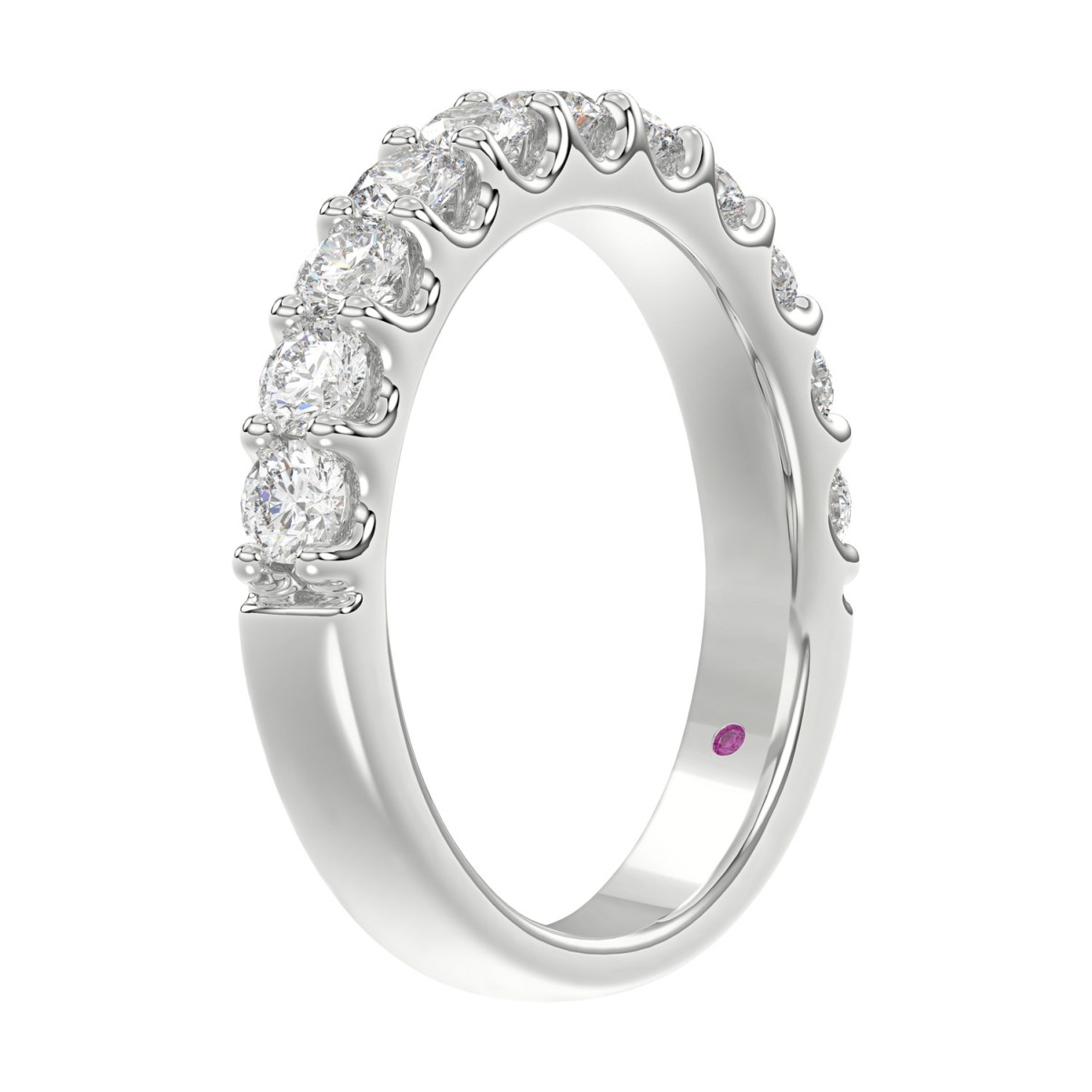 14K WHITE GOLD 1CT ROUND/PINK SAPPHIRE DIAMOND LADIES BAND 