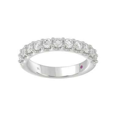 18K WHITE GOLD 1CT ROUND/PINK SAPPHIRE DIAMOND LADIES BAND 