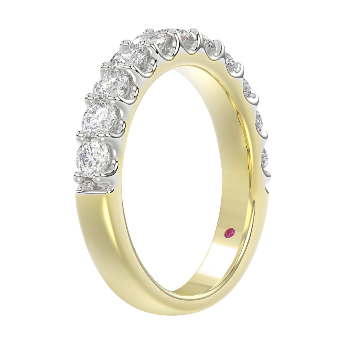14K YELLOW GOLD 1CT ROUND/PINK SAPPHIRE DIAMOND LADIES BAND 