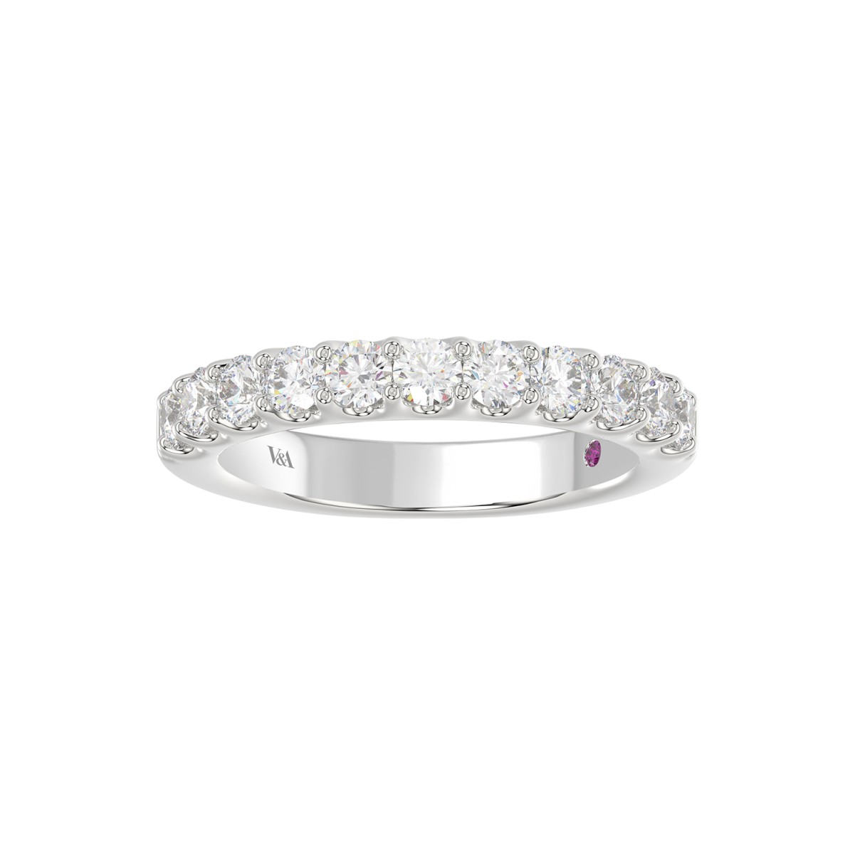 14K WHITE GOLD 3/4CT ROUND/PINK SAPPHIRE DIAMOND LADIES BAND 