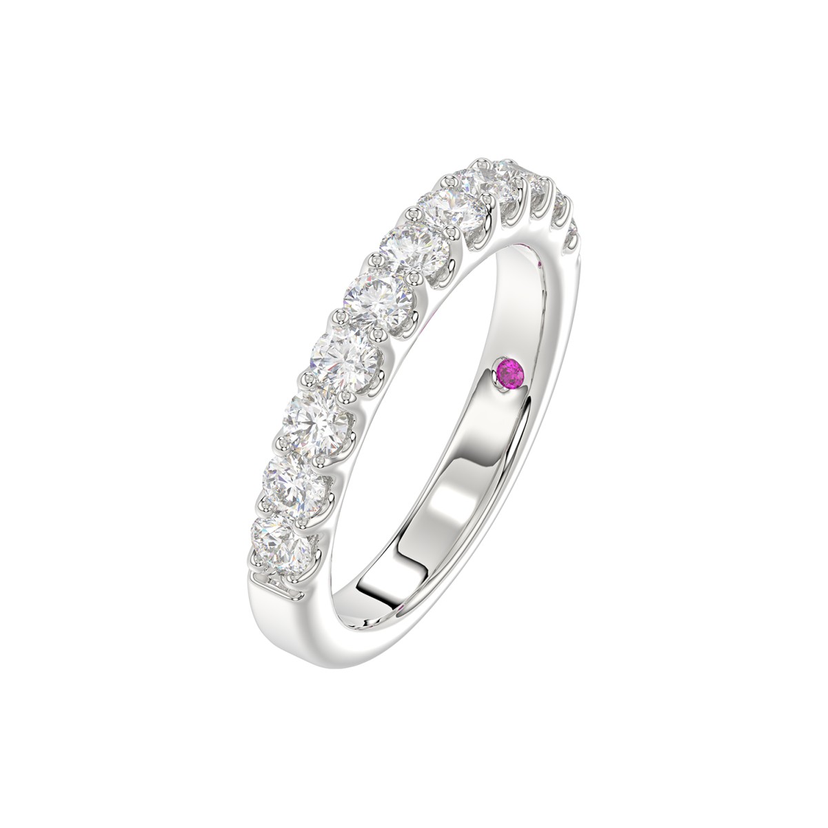 14K WHITE GOLD 3/4CT ROUND/PINK SAPPHIRE DIAMOND LADIES BAND 