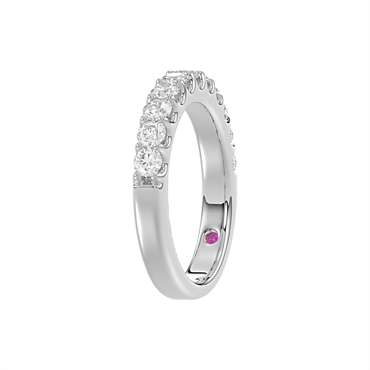 14K WHITE GOLD 3/4CT ROUND/PINK SAPPHIRE DIAMOND LADIES BAND 