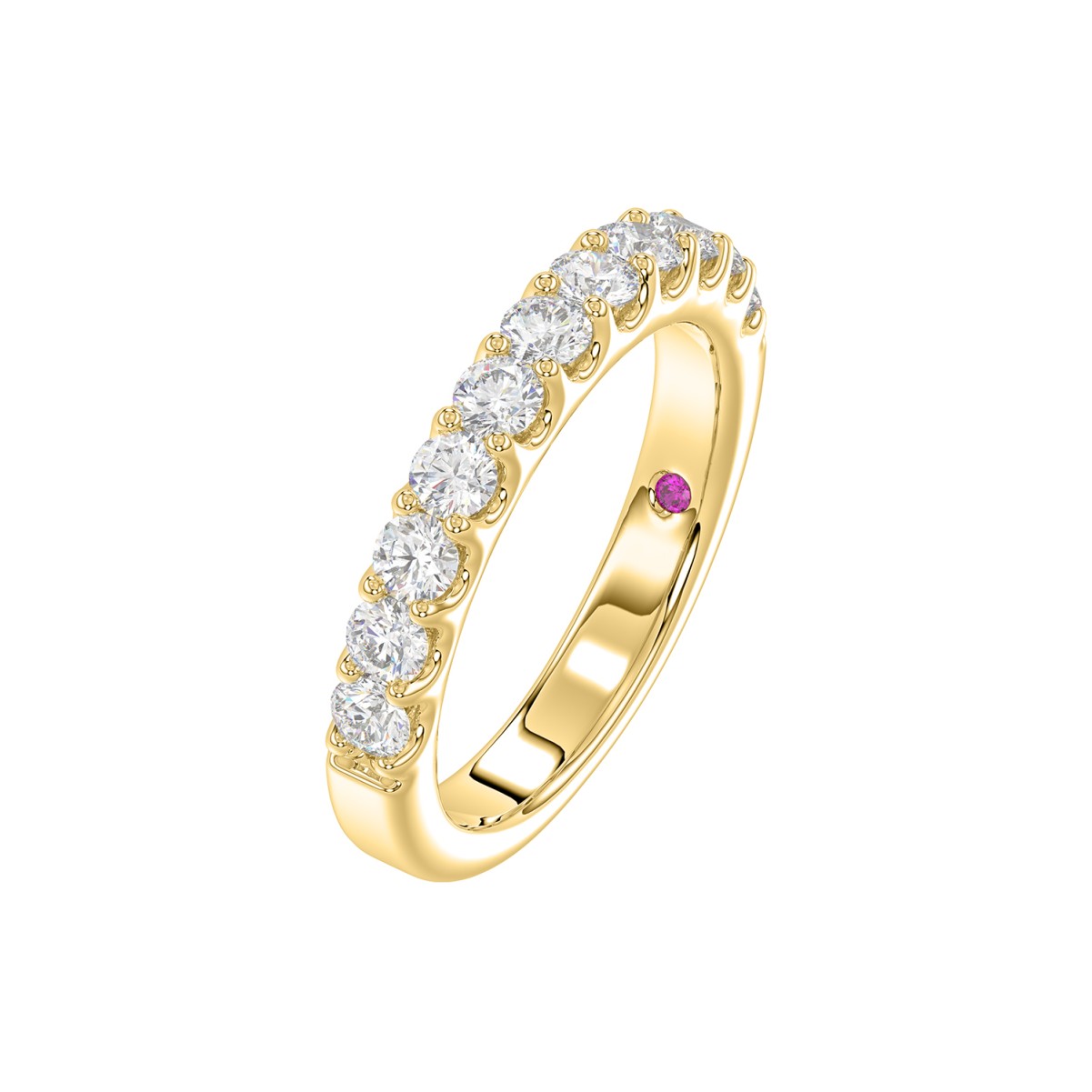 14K YELLOW GOLD 3/4CT ROUND/PINK SAPPHIRE DIAMOND LADIES BAND 