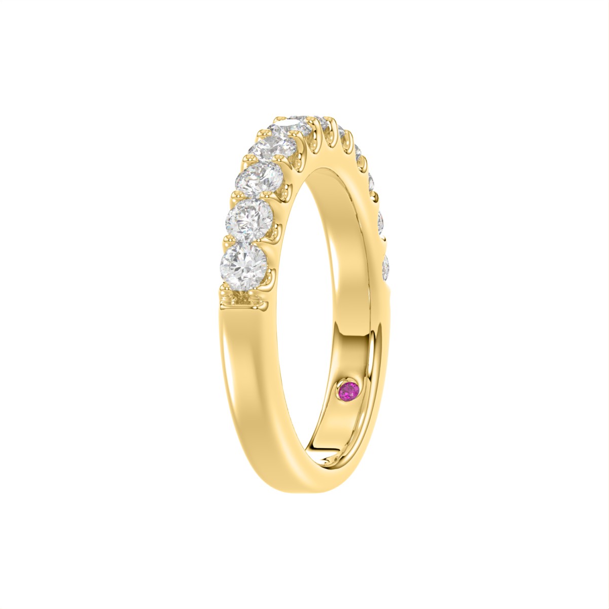 14K YELLOW GOLD 3/4CT ROUND/PINK SAPPHIRE DIAMOND LADIES BAND 