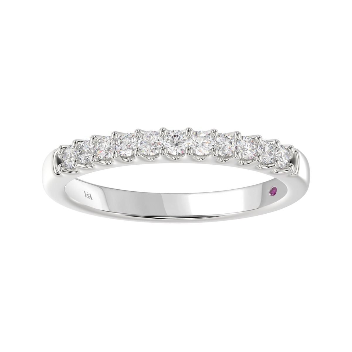 14K WHITE GOLD 1/4CT ROUND/PINK SAPPHIRE DIAMOND LADIES BAND 