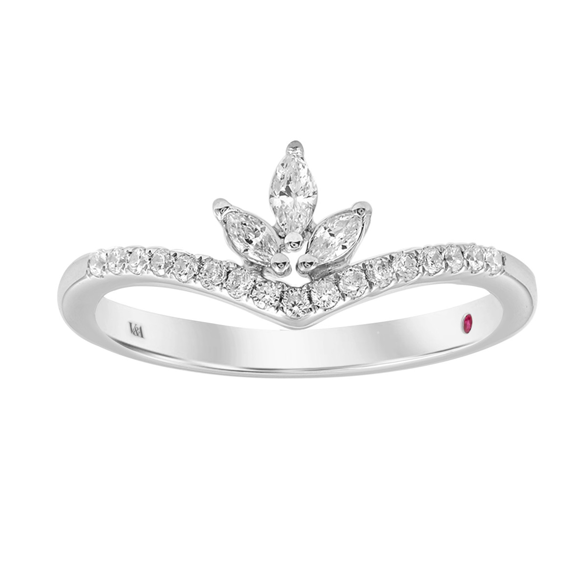 10K WHITE GOLD 1/3CT ROUND/PINK MARQUISE SAPPHIRE DIAMOND LADIES RING 10K WHITE GOLD 1/3CT ROUND/PINK MARQUISE SAPPHIRE DIAMOND LADIES RING
